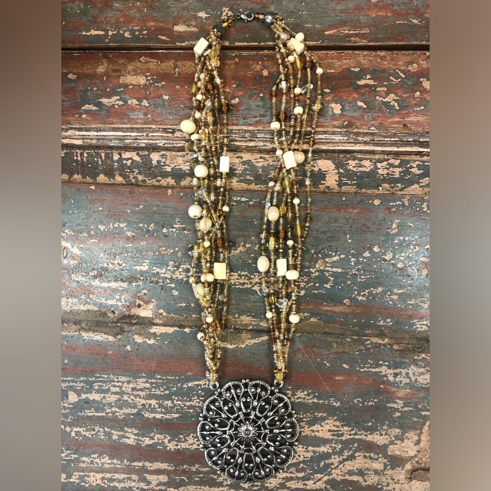 Beaded Medallion Unique Necklace